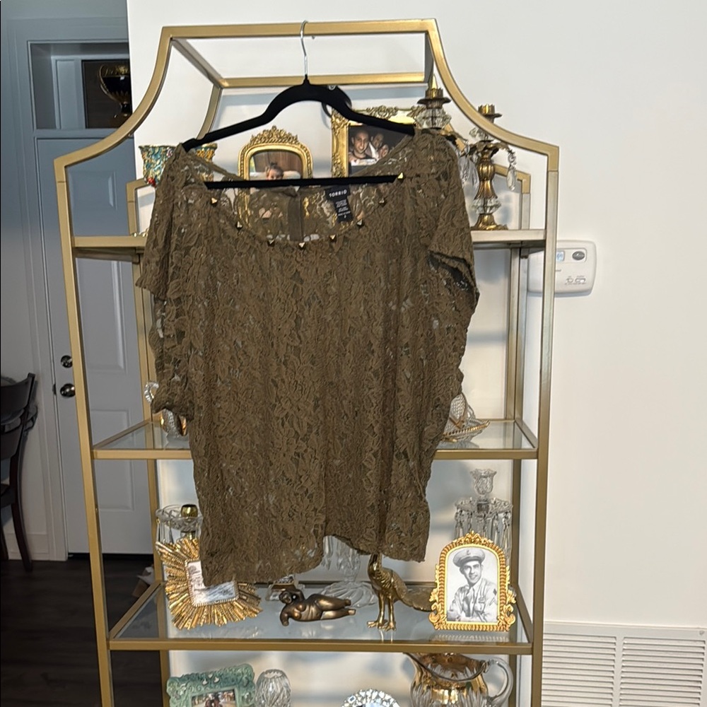 Torrid Olive Lace Women's Blouse